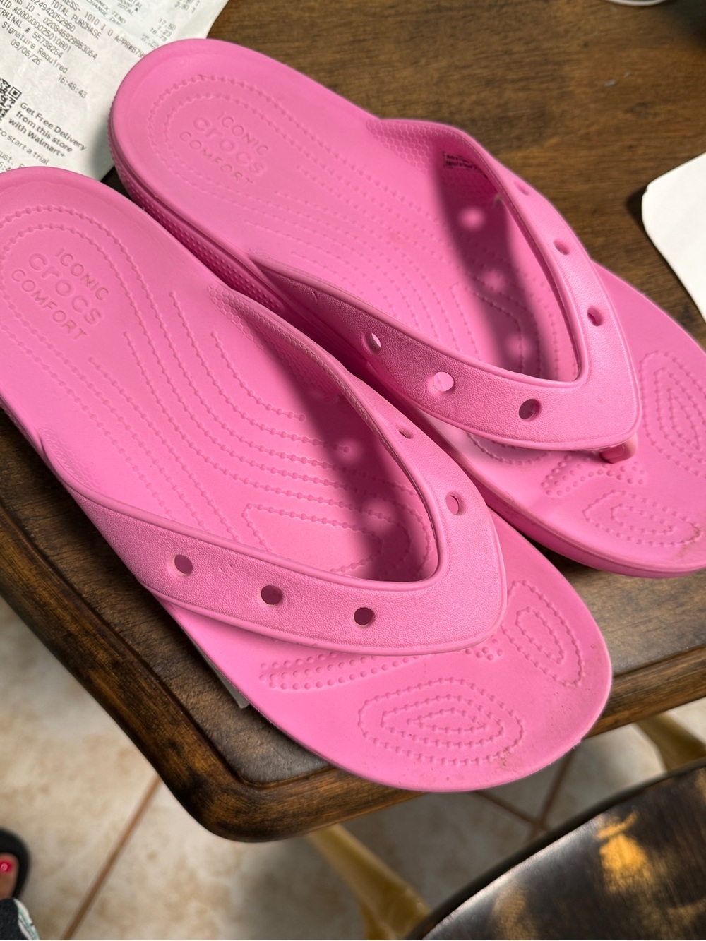 CROCS Pink Women's Foam Thong Sandals